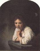 REMBRANDT Harmenszoon van Rijn Girl leaning on a window-sill (mk33) china oil painting artist